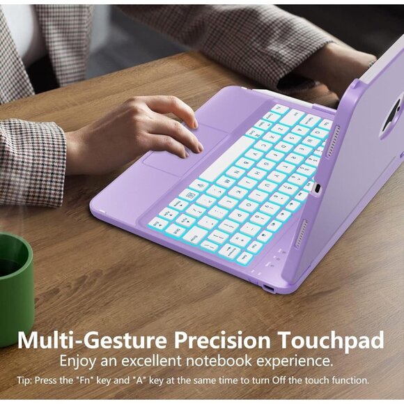 Touchpad Keyboard iPad Air Purple Light Up Keyboard Case - Picture 15 of 16